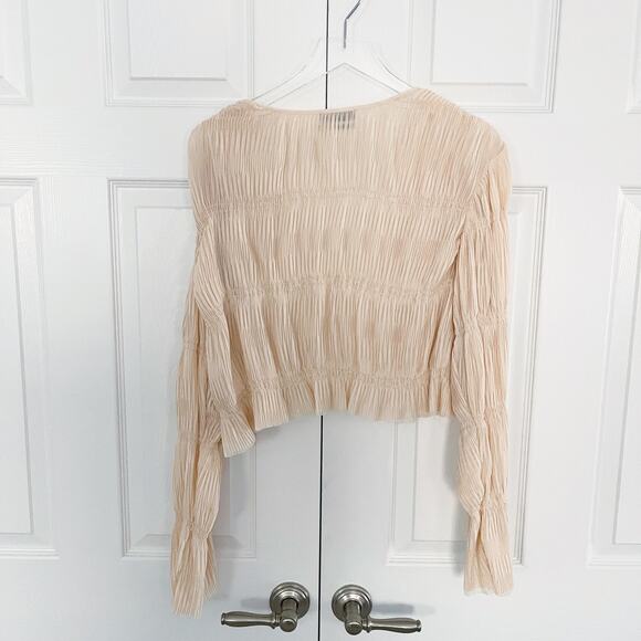 Urban Outfitters Aliyah Plisse Button-Front Blouse - Picture 9 of 9
